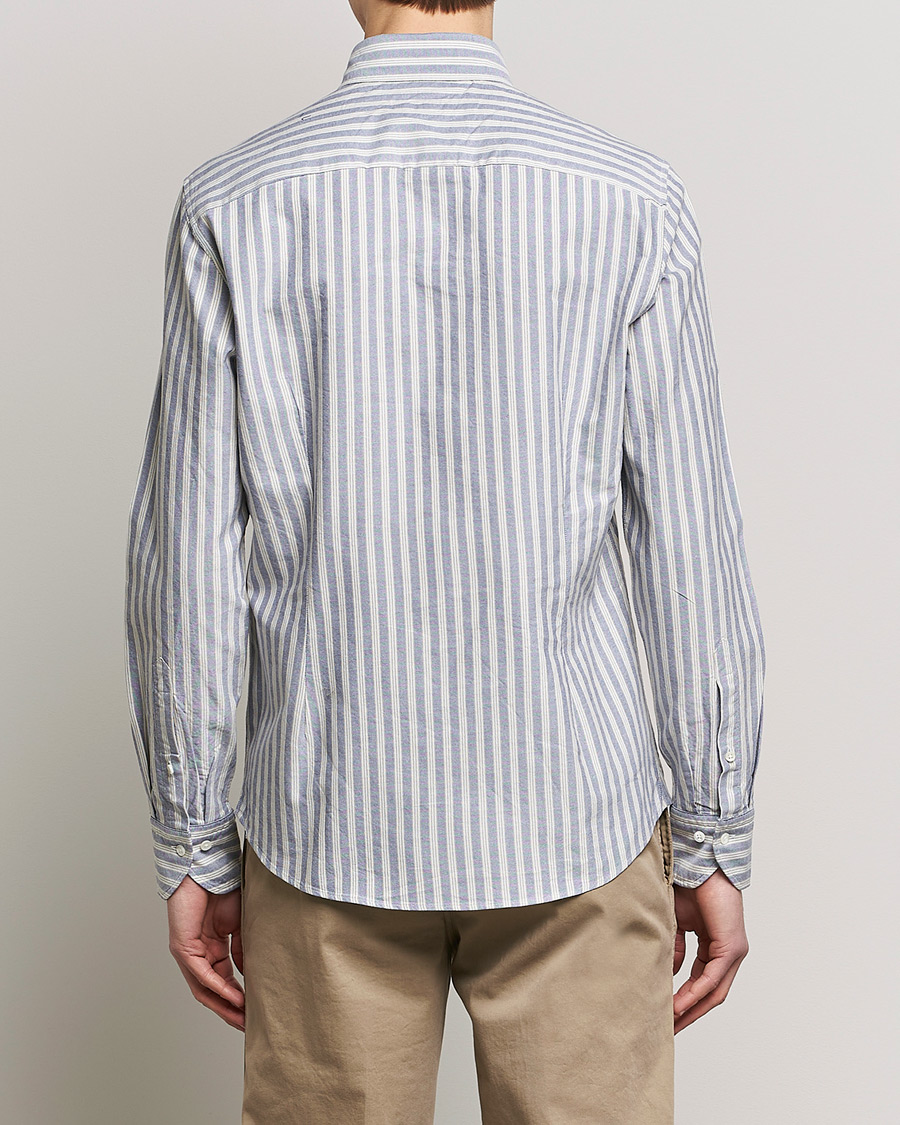 Homme | Chemises | Stenströms | Slimline Washed Striped Oxford Shirt Blue