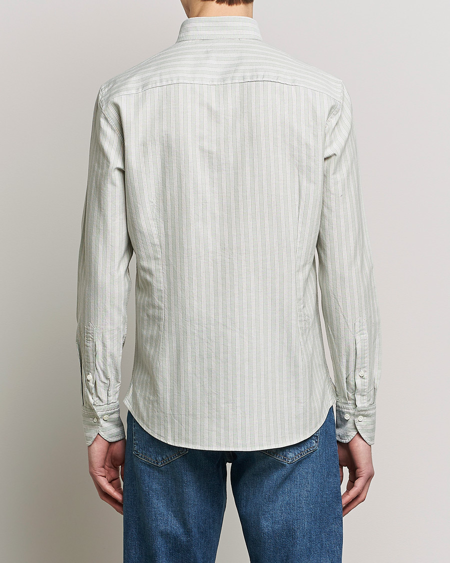 Homme | Chemises | Stenströms | Slimline Washed Striped Oxford Shirt  Pistachio