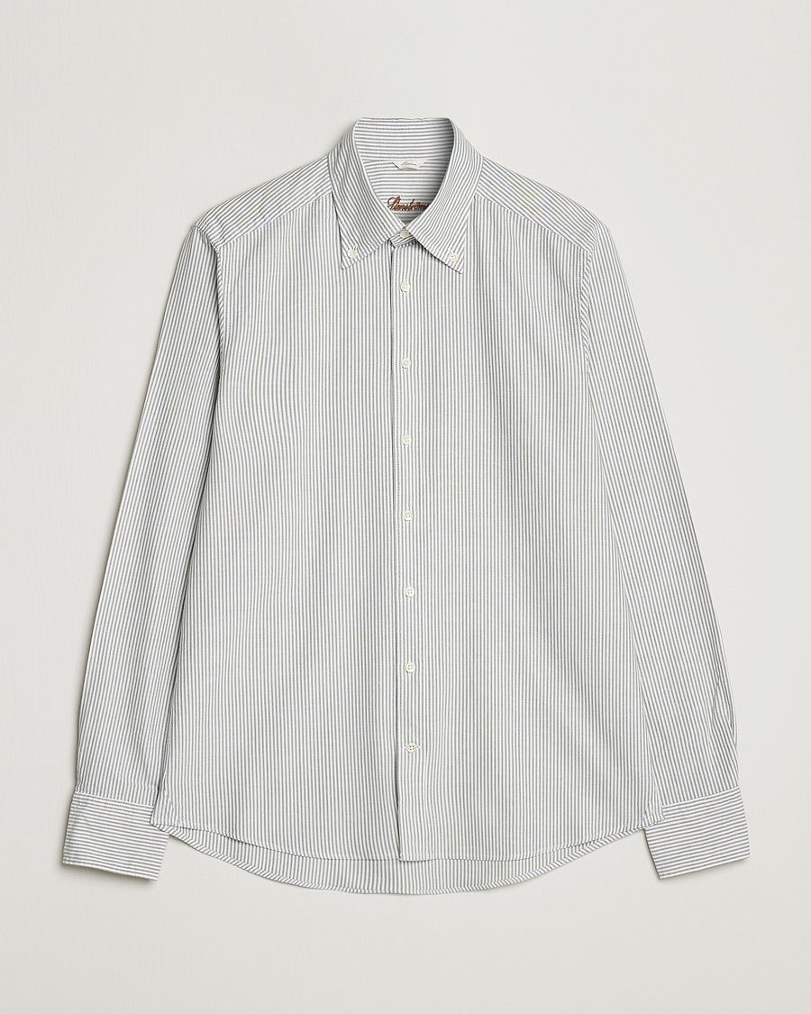 Homme | Chemises | Stenströms | Slimline Washed Striped Oxford Shirt Green