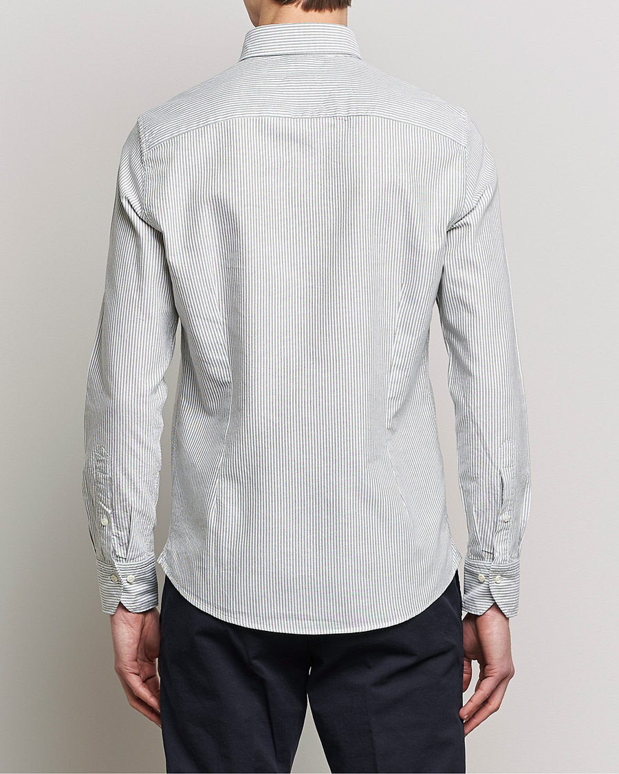 Homme | Chemises | Stenströms | Slimline Washed Striped Oxford Shirt Green