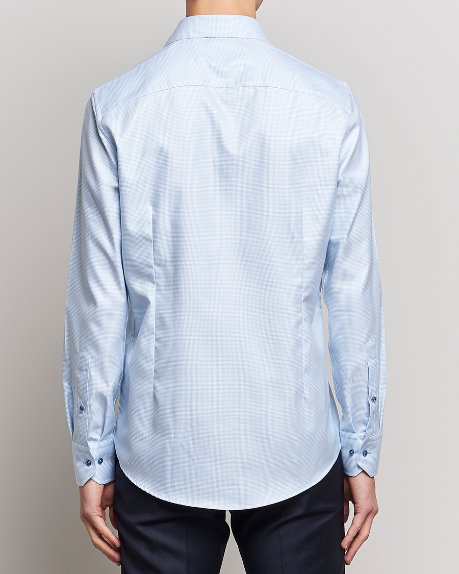 Homme | Chemises | Stenströms | Slimline Cut Away Houndstooth Shirt Blue