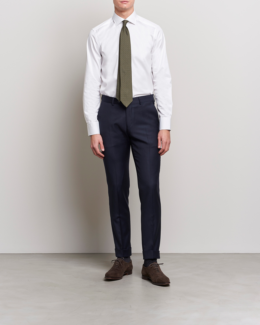 Homme | Soldes Vêtements | Stenströms | Slimline Cut Away Contrast Shirt White