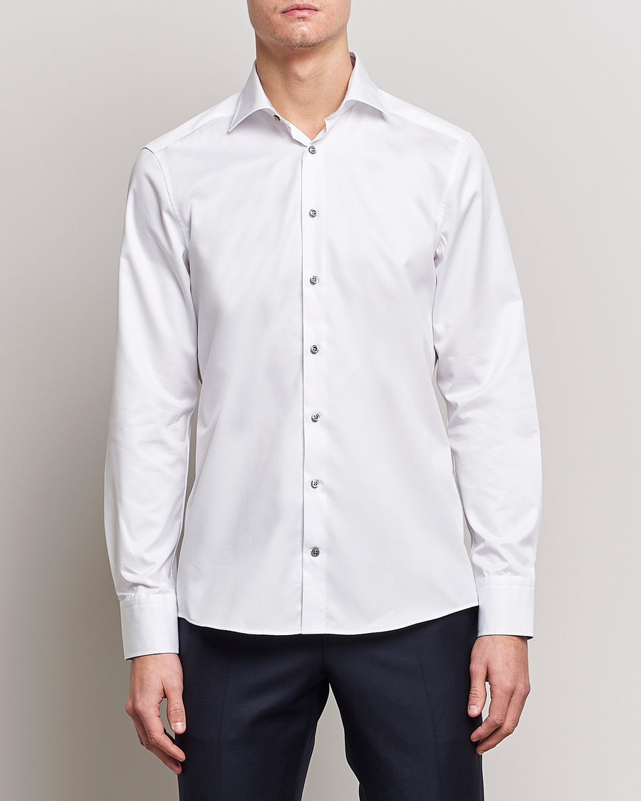 Homme | Stenströms | Stenströms | Slimline Cut Away Contrast Shirt White