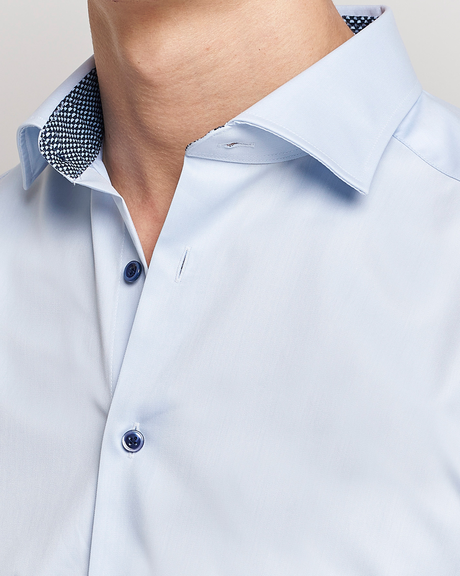 Homme | Chemises | Stenströms | Slimline Cut Away Contrast Shirt Blue