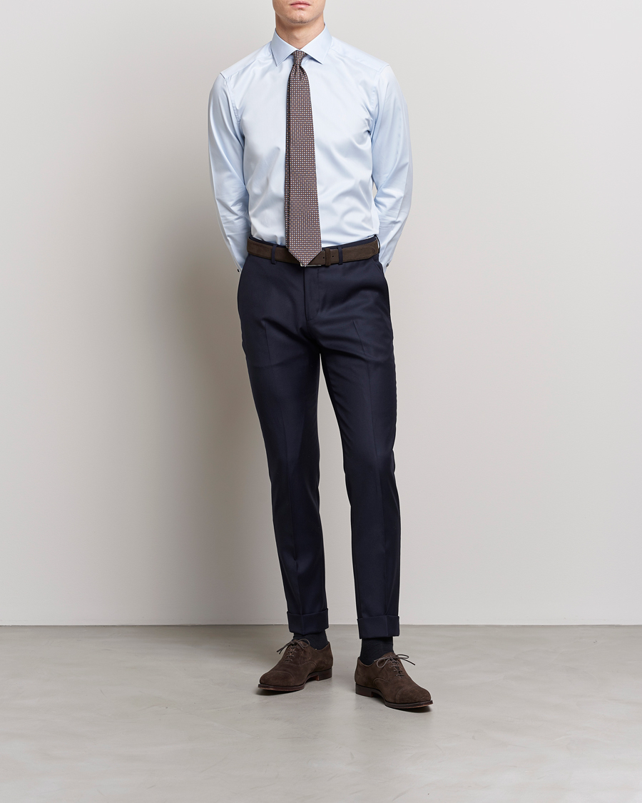 Homme | Chemises | Stenströms | Slimline Cut Away Contrast Shirt Blue