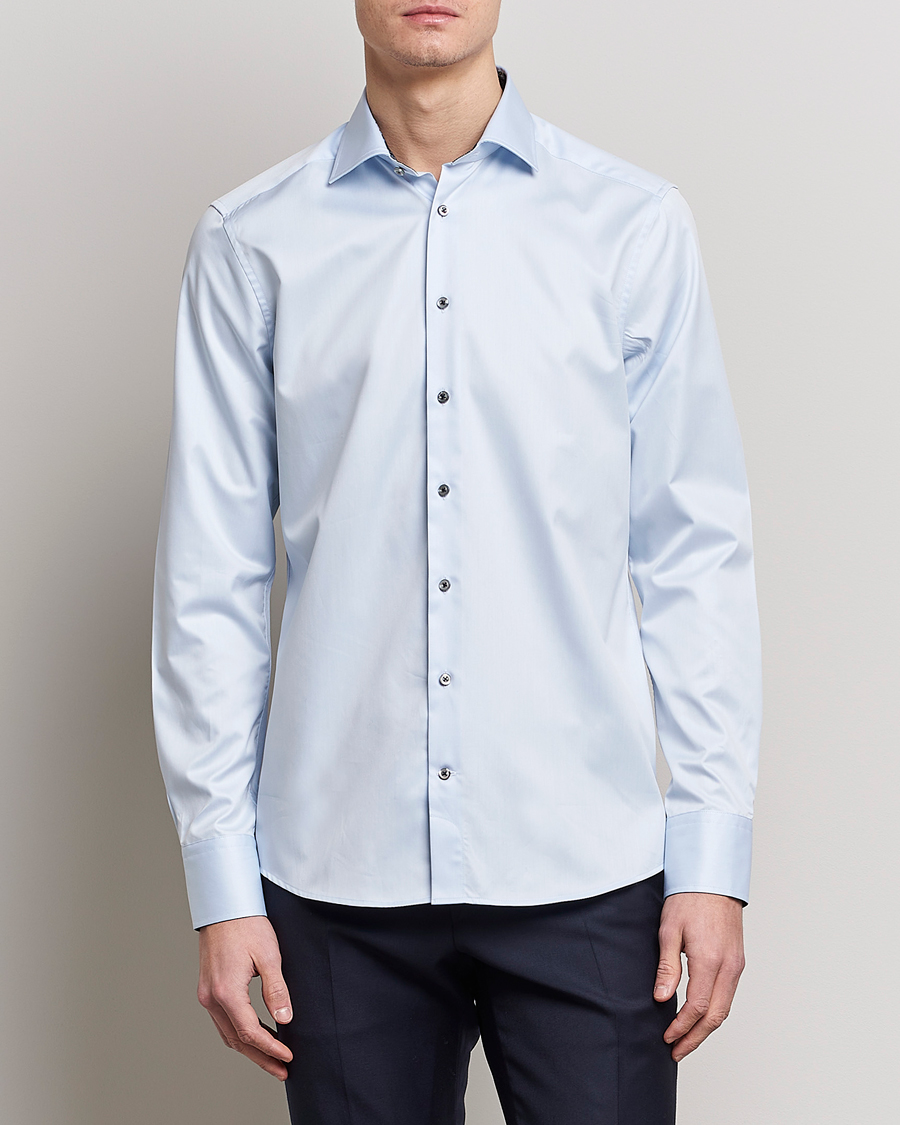 Homme | Chemises | Stenströms | Slimline Cut Away Contrast Shirt Blue