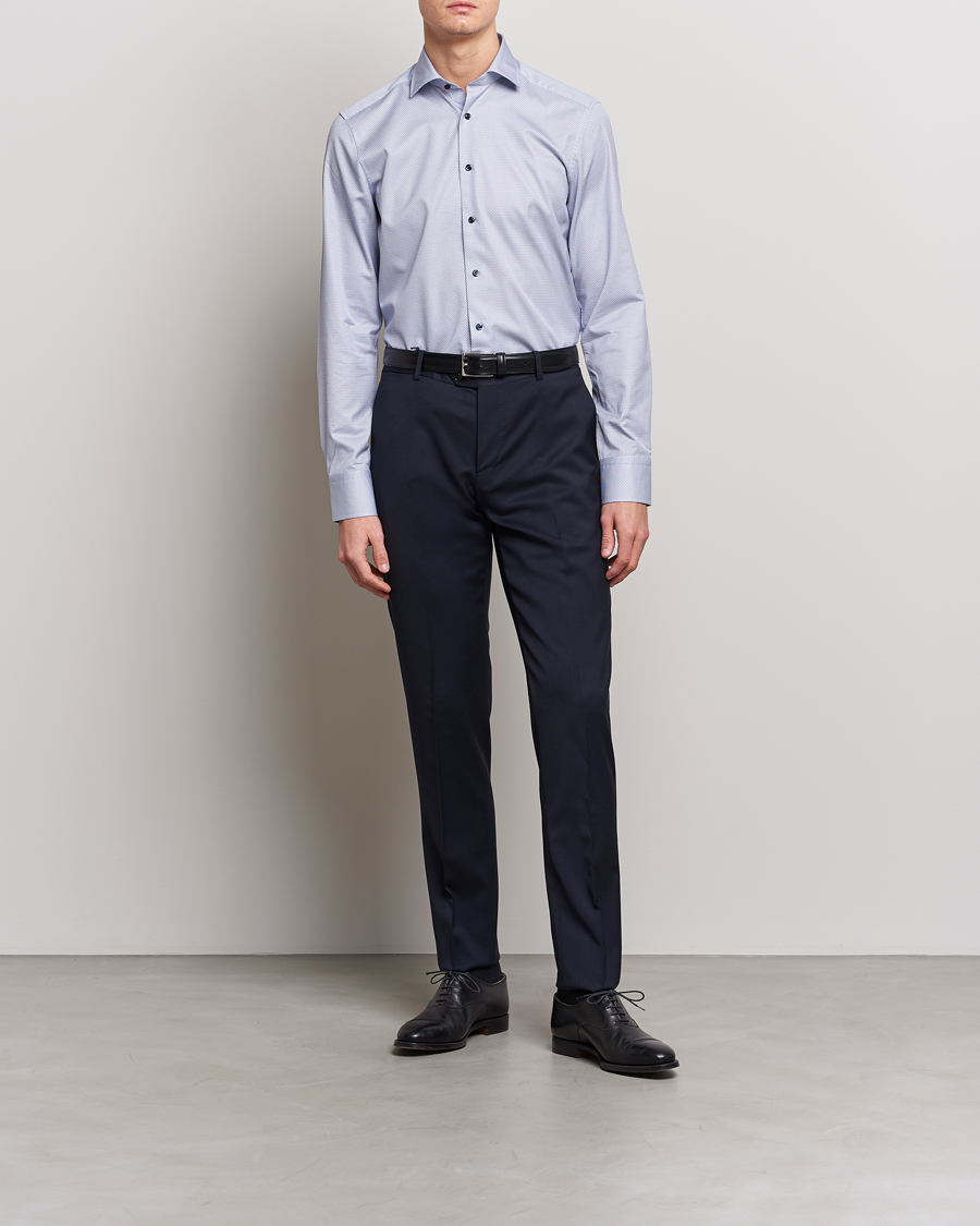 Homme | Chemises | Stenströms | Slimline Cut Away Micro Print Shirt Blue