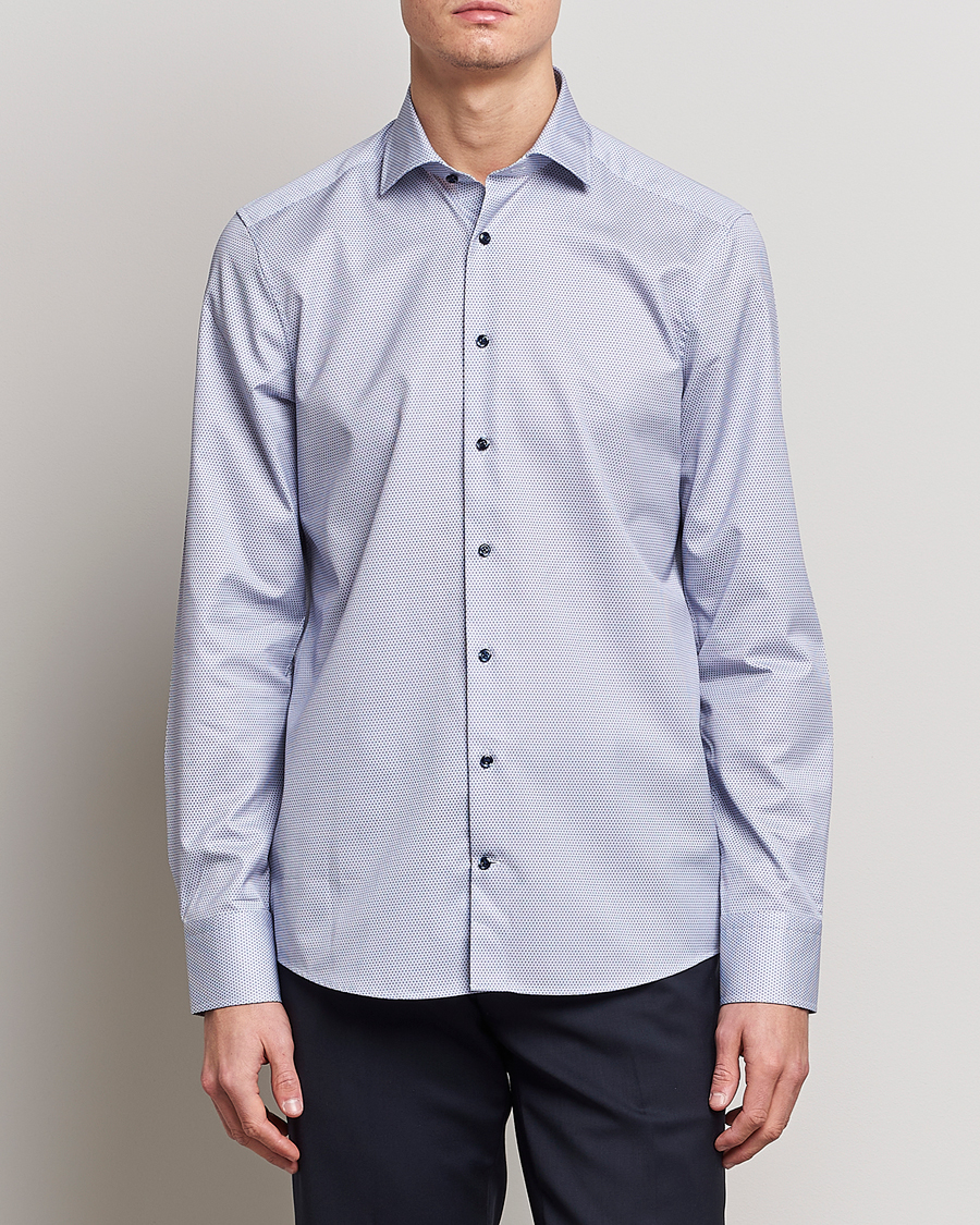 Homme | Chemises | Stenströms | Slimline Cut Away Micro Print Shirt Blue