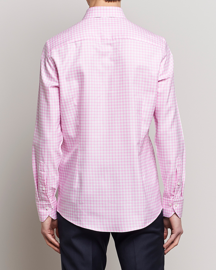 Homme | Chemises | Stenströms | Slimline Checked Cut Away Shirt Pink