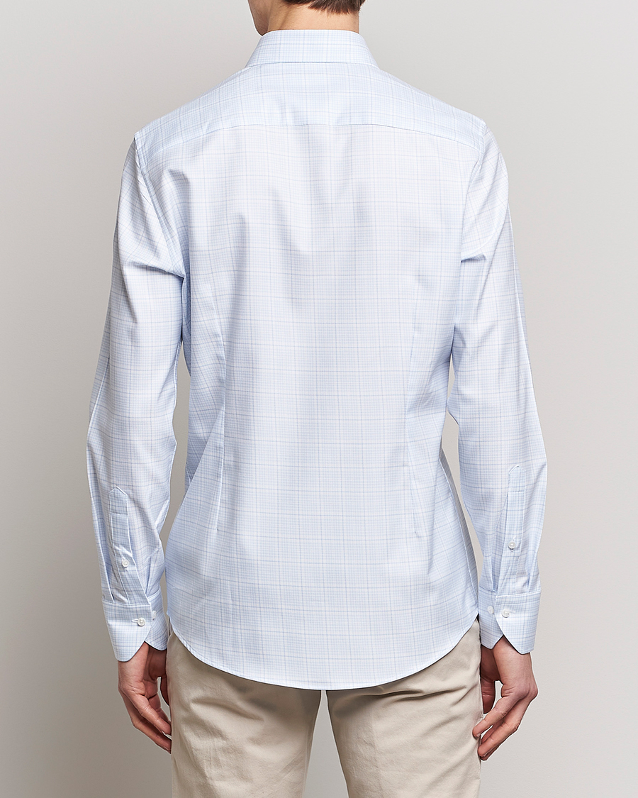 Homme | Chemises | Stenströms | Slimline Multicheck Cut Away Shirt Light Blue