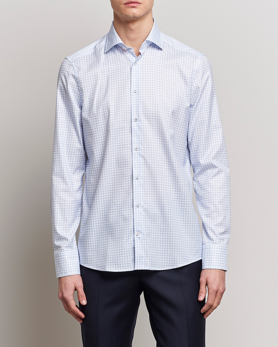 Homme | Chemises | Stenströms | Slimline Cut Away Micro Print Shirt Blue