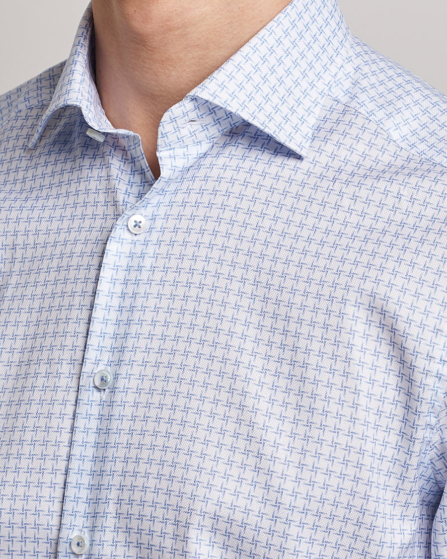 Homme | Chemises | Stenströms | Slimline Cut Away Micro Print Shirt Blue