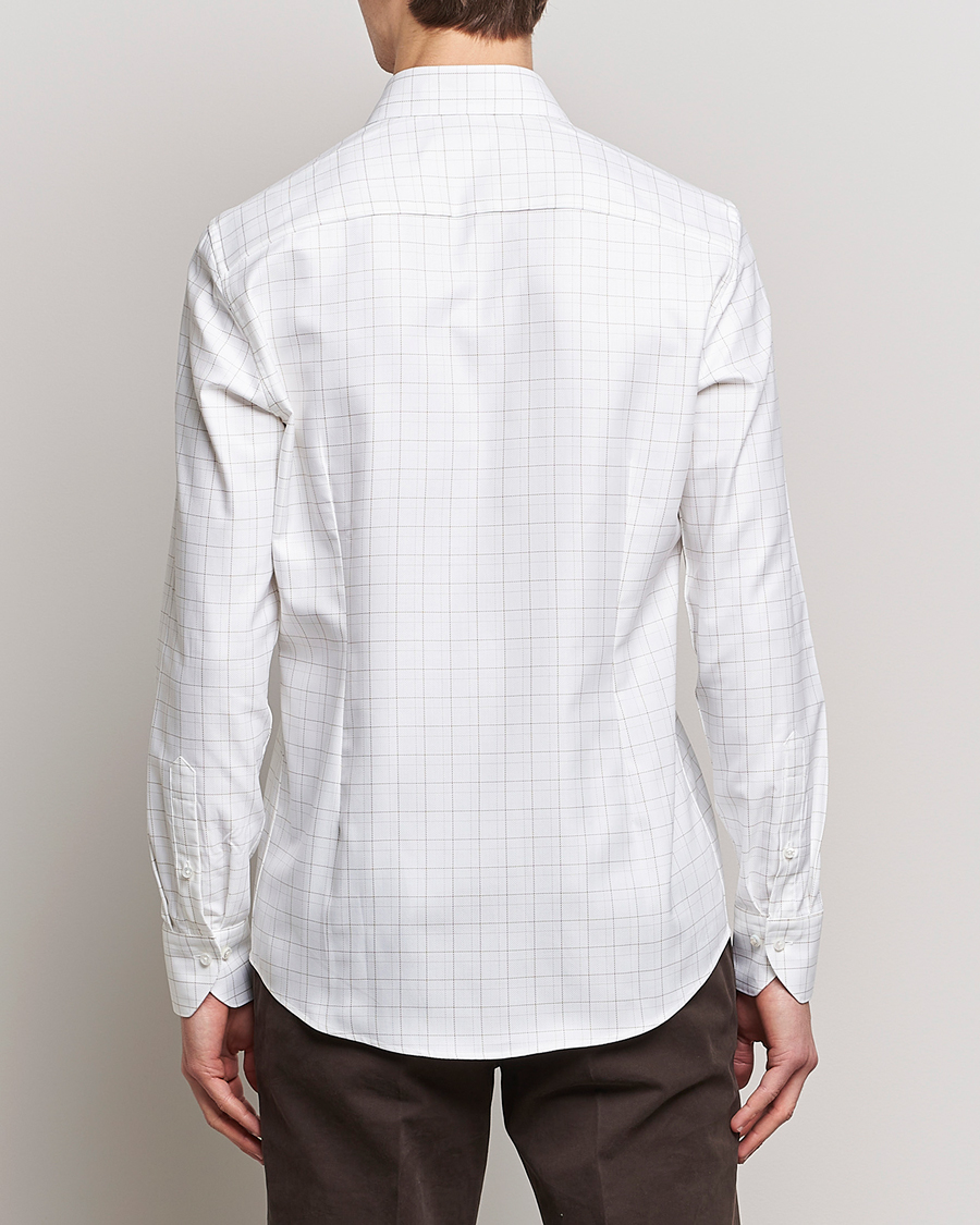 Homme | Chemises | Stenströms | Slimline Cut Away Windowpane Shirt White/Beige
