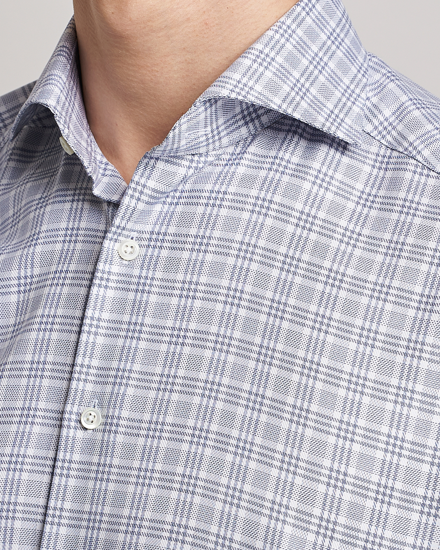 Homme | Chemises | Stenströms | Slimline Cut Away Multicheck Shirt Blue