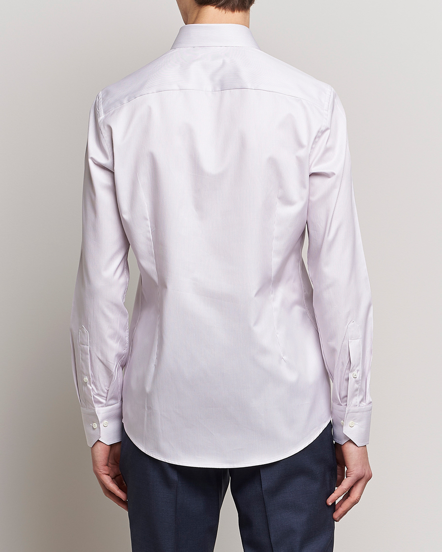 Homme | Chemises | Stenströms | Slimline Cut Away Thin Stripe Shirt Purple