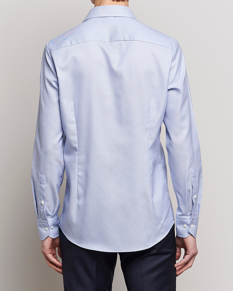 Homme | Chemises | Stenströms | Slimline Cut Away Woven Structure Shirt Blue