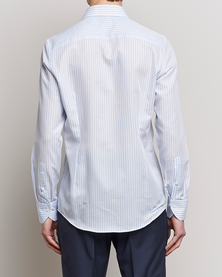 Homme | Chemises | Stenströms | Slimline Cut Away Structure Striped Shirt Blue