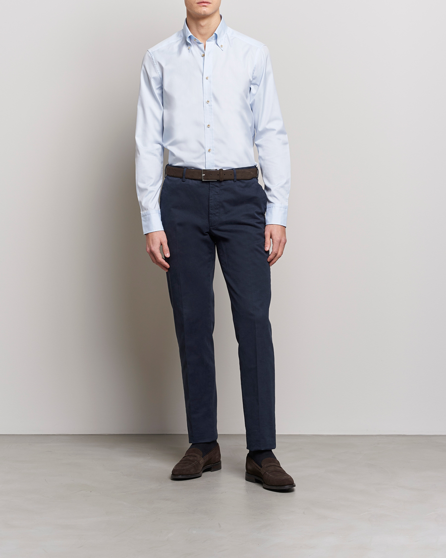 Homme | Chemises | Stenströms | Slimline Button Down Pinpoint Oxford Shirt Blue
