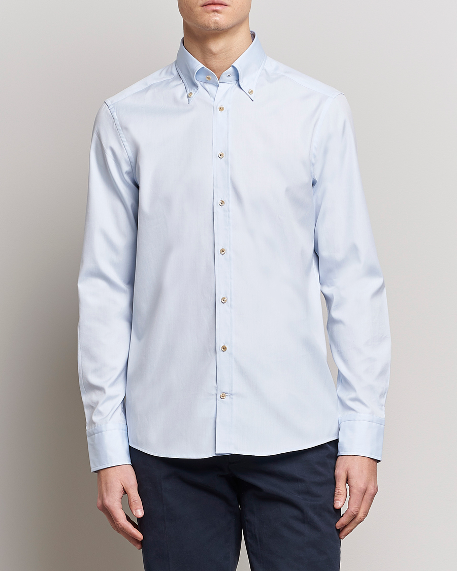 Homme | Chemises | Stenströms | Slimline Button Down Pinpoint Oxford Shirt Blue