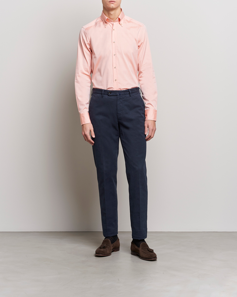 Homme | Chemises | Stenströms | Slimline Button Down Pinpoint Oxford Shirt Orange