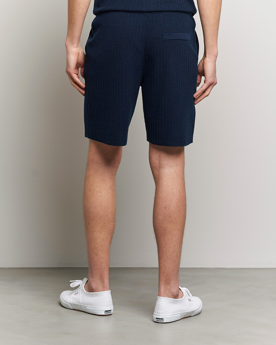Homme | Shorts | Stenströms | Merino/Lyocell Ribbed Shorts Navy