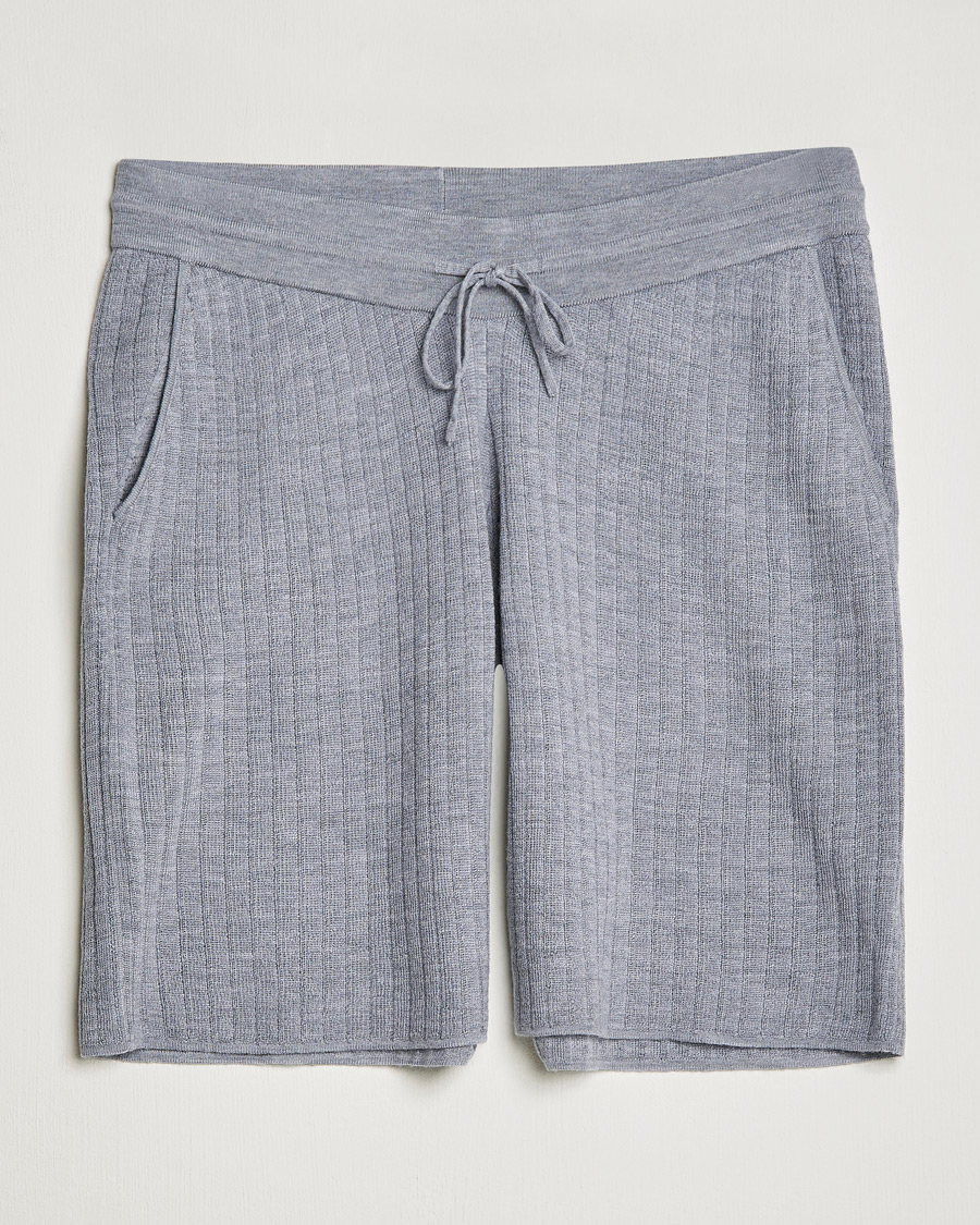 Homme | Shorts | Stenströms | Merino/Lyocell Ribbed Shorts Grey