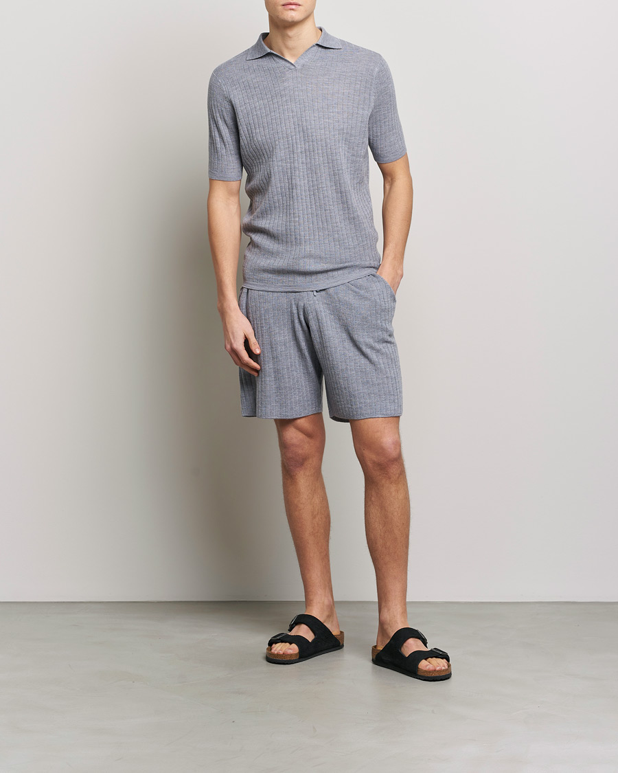 Homme | Shorts | Stenströms | Merino/Lyocell Ribbed Shorts Grey