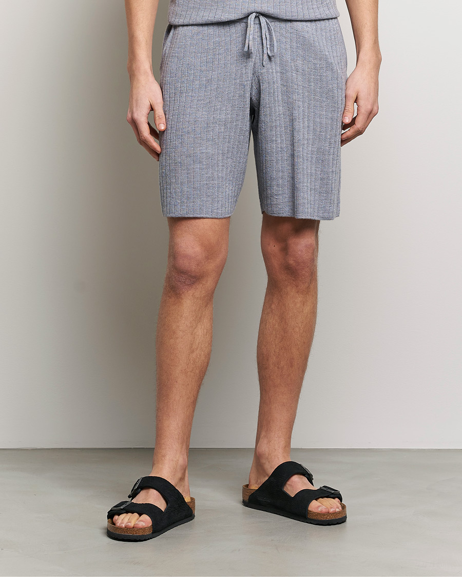 Homme | Shorts | Stenströms | Merino/Lyocell Ribbed Shorts Grey