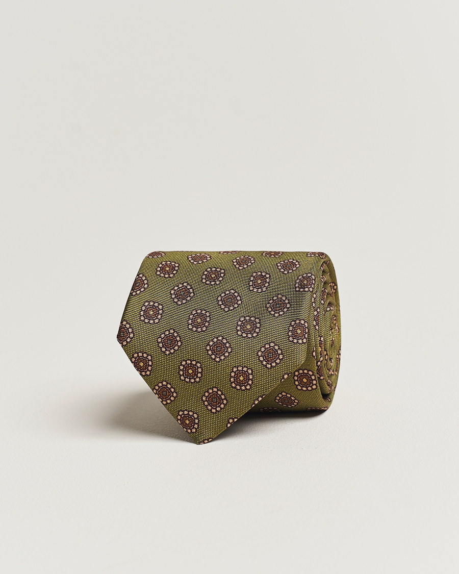 Homme | Stenströms Printed Silk Tie Green | Stenströms | Printed Silk Tie Green