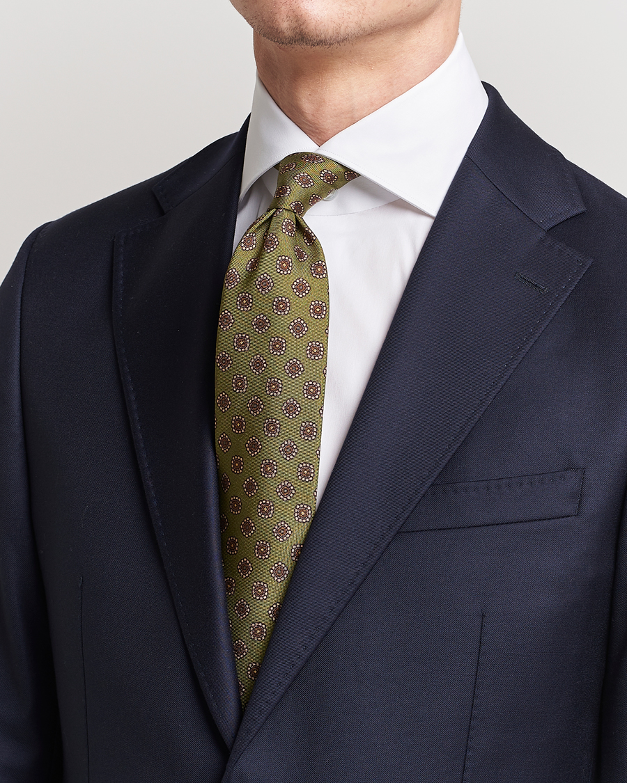 Homme | Stenströms Printed Silk Tie Green | Stenströms | Printed Silk Tie Green