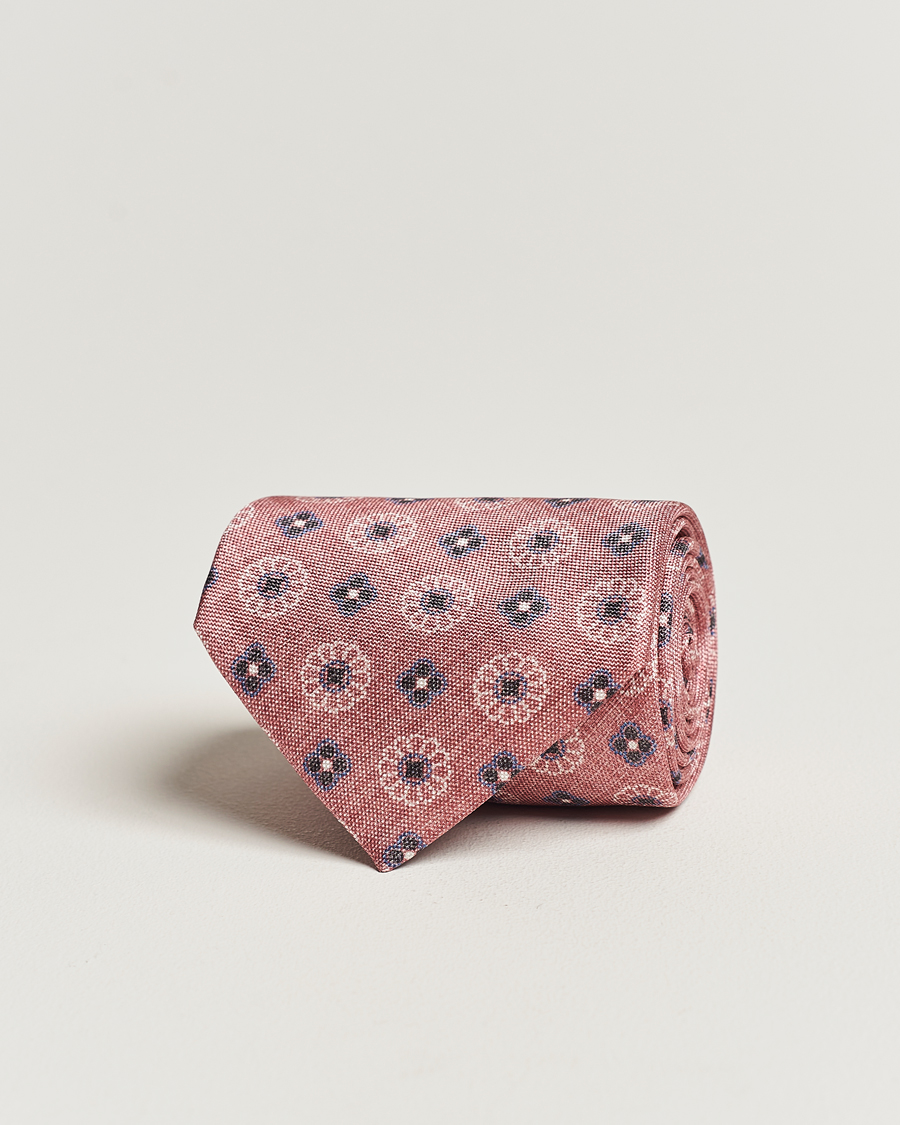 Homme | Stenströms Flower Printed Silk Tie Pink | Stenströms | Flower Printed Silk Tie Pink