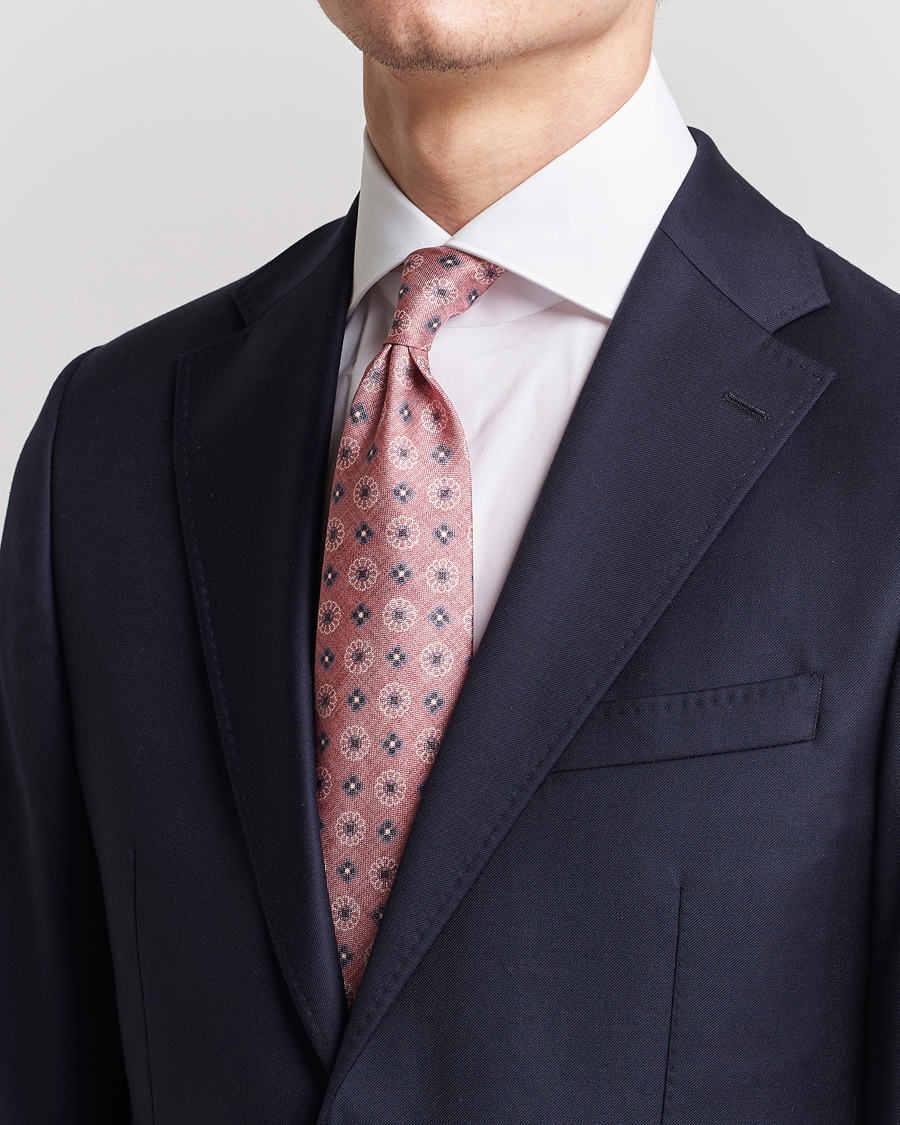 Homme | Stenströms Flower Printed Silk Tie Pink | Stenströms | Flower Printed Silk Tie Pink
