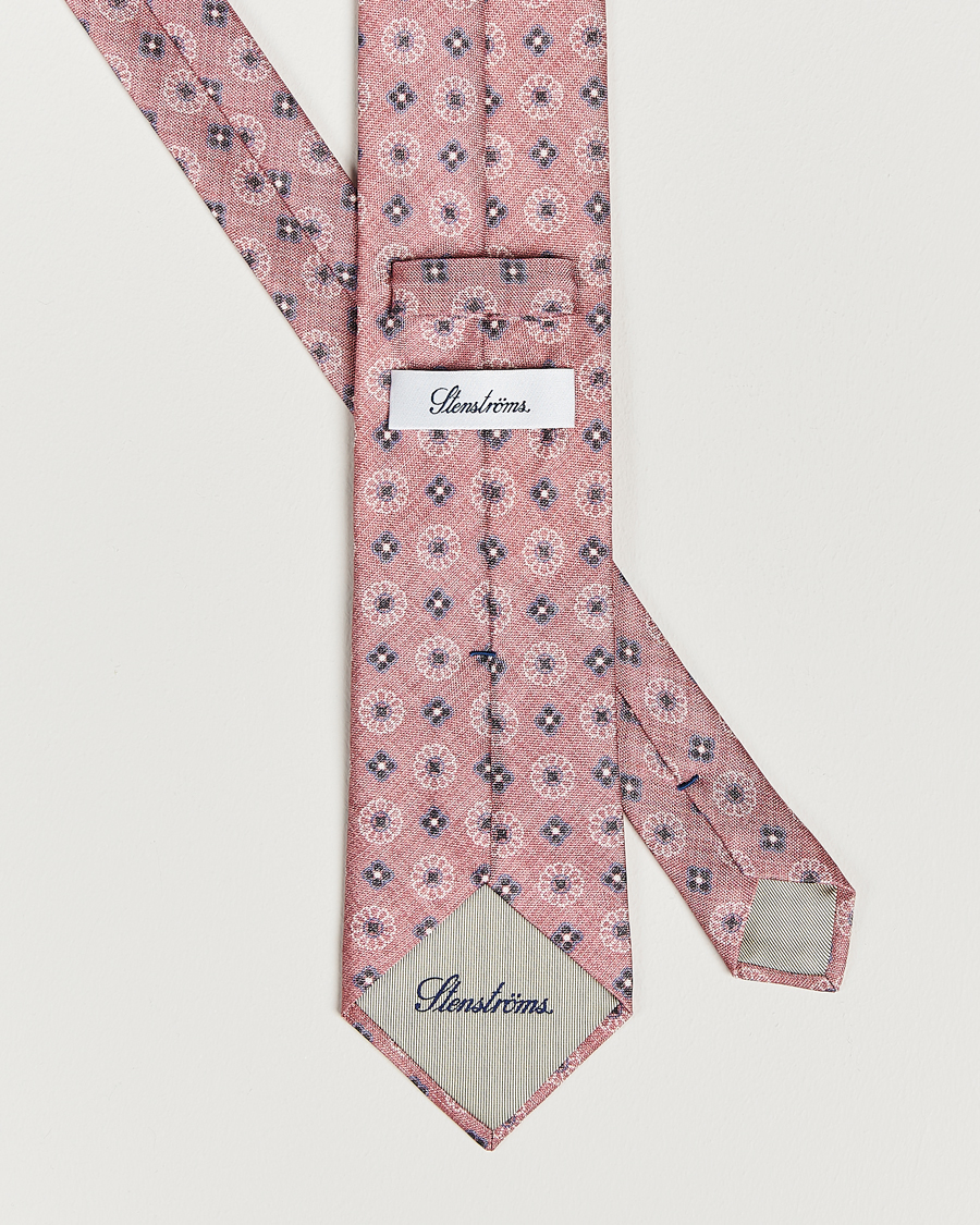 Homme | Stenströms Flower Printed Silk Tie Pink | Stenströms | Flower Printed Silk Tie Pink