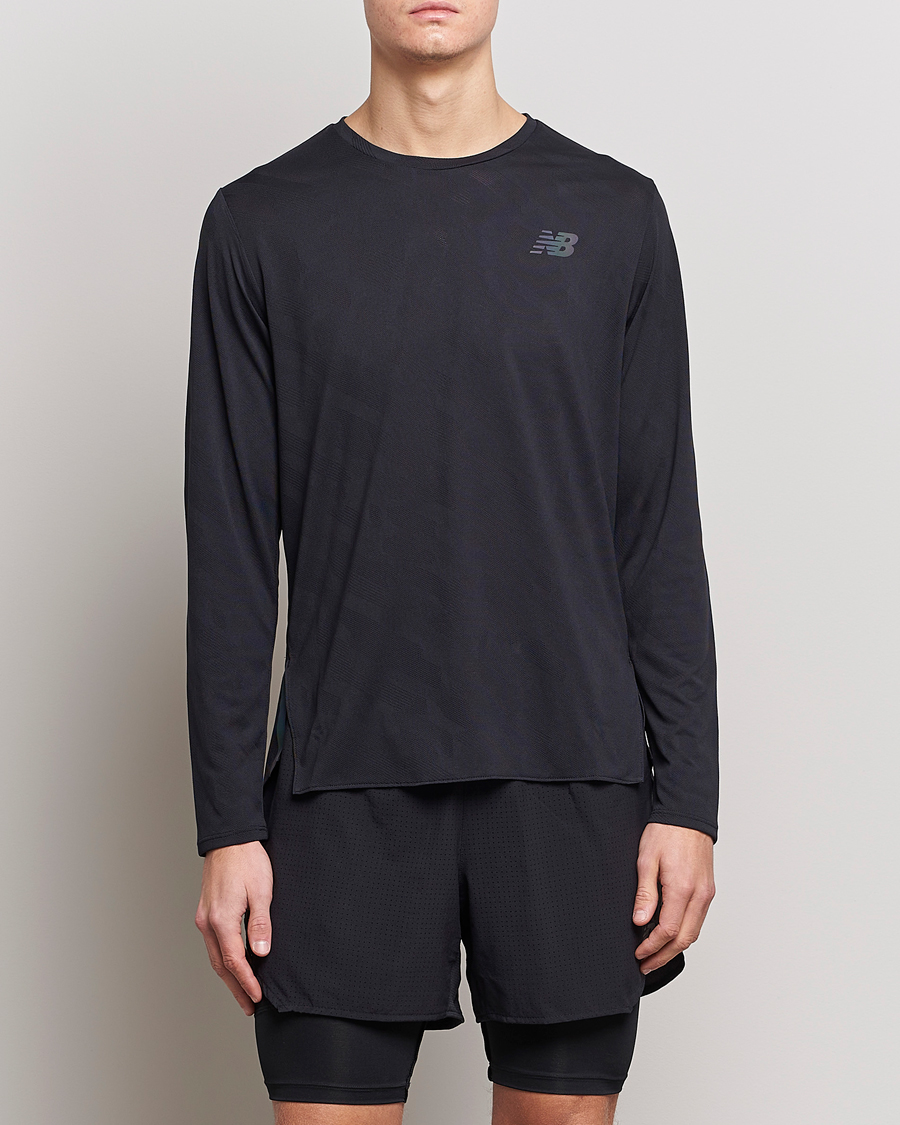 Homme | T-shirts | New Balance Running | Q Speed Jacquard Long Sleeve T-Shirt Black