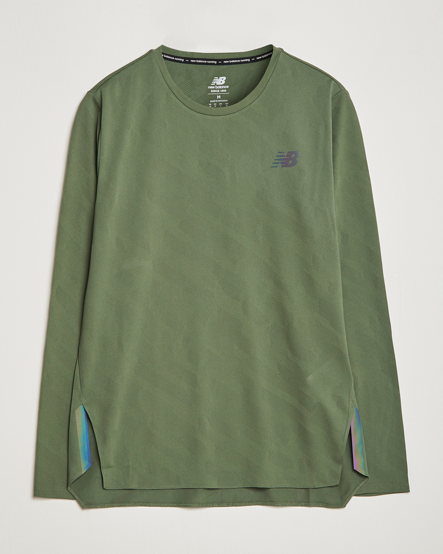 Homme | T-shirts | New Balance Running | Q Speed Jacquard Long Sleeve T-Shirt Olive
