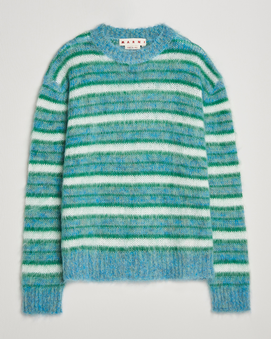 Homme | Pulls Et Tricots | Marni | Striped Mohair Sweater Turquoise