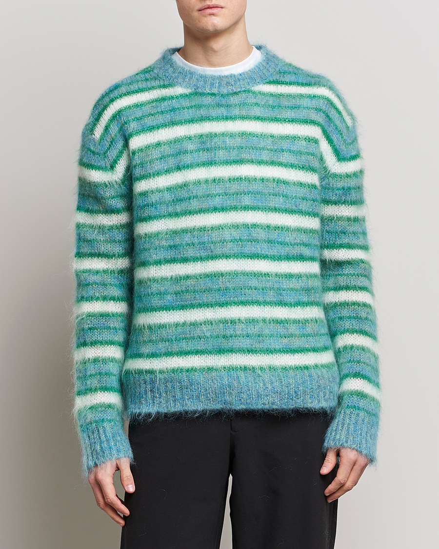 Homme | Pulls Et Tricots | Marni | Striped Mohair Sweater Turquoise