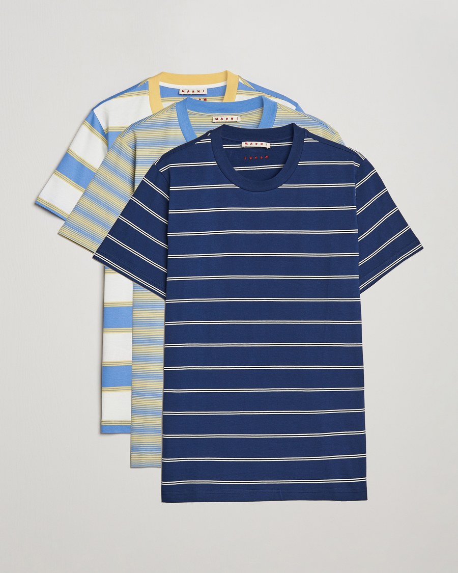 Homme | T-shirts | Marni | 3-Pack Block Stripe T-Shirt Citrine