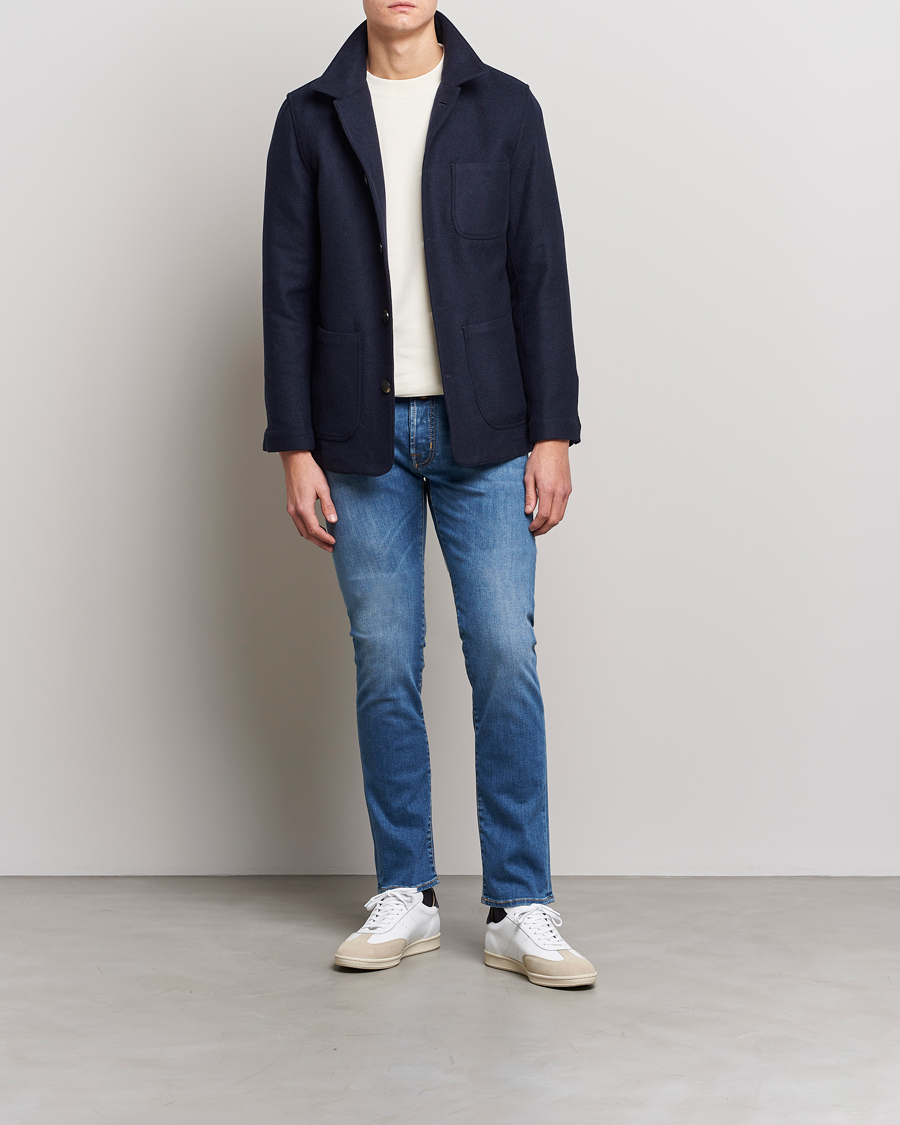 Homme | Jeans | Jacob Cohën | Nick Slim Fit Stretch Jeans Mid Blue
