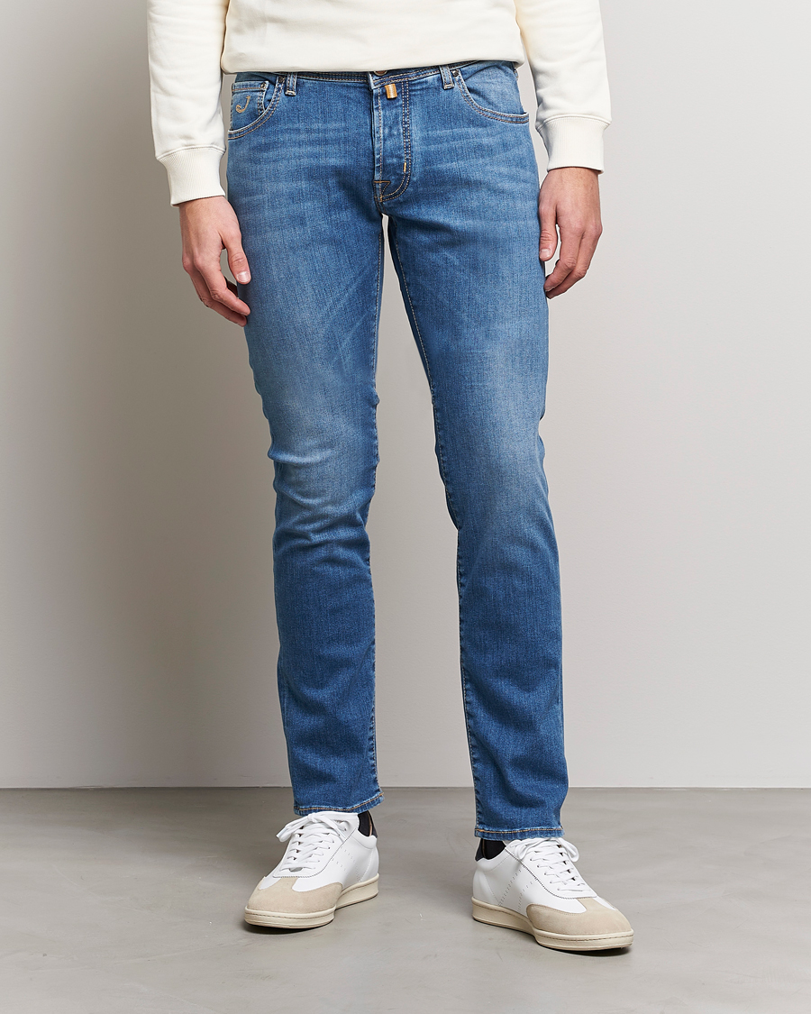 Homme | Jeans | Jacob Cohën | Nick Slim Fit Stretch Jeans Mid Blue
