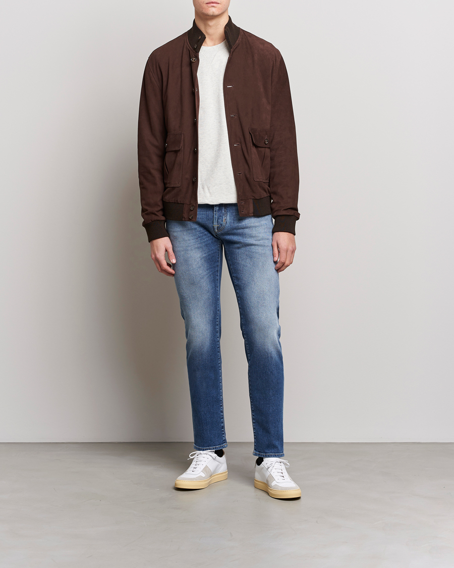 Homme | Jeans | Jacob Cohën | Nick Slim Fit Eco Friendly Stretch Jeans Mid Blue