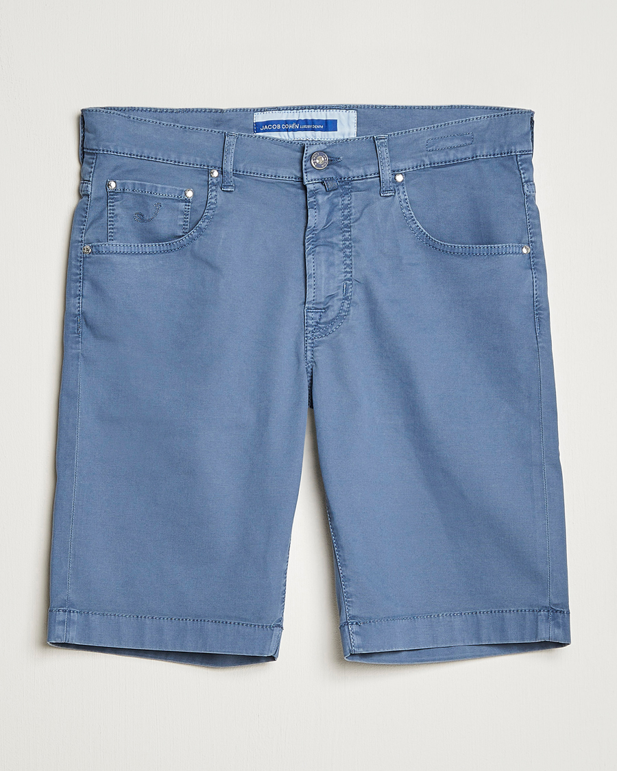 Homme | Shorts | Jacob Cohën | Nicolas Cotton Twill Shorts Blue Grey