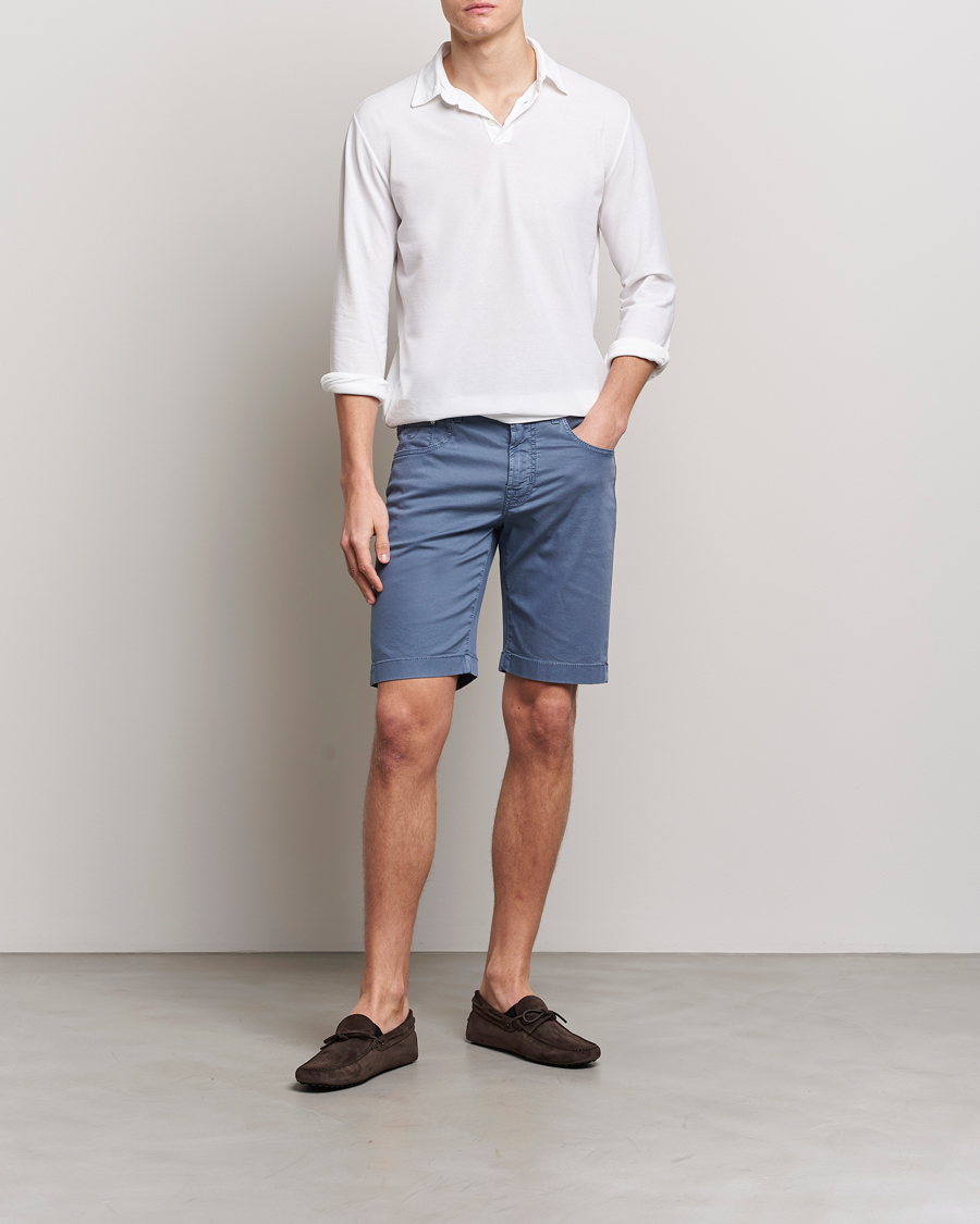 Homme | Shorts | Jacob Cohën | Nicolas Cotton Twill Shorts Blue Grey