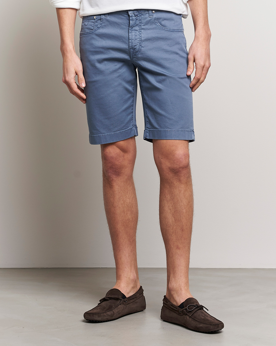 Homme | Shorts | Jacob Cohën | Nicolas Cotton Twill Shorts Blue Grey