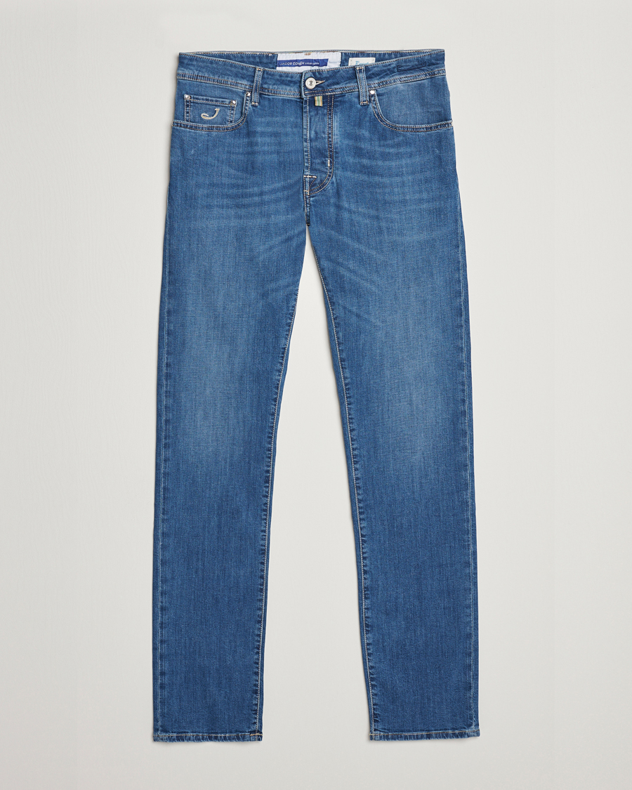 Homme | Jeans | Jacob Cohën | Bard Denim Linen Resort Stretch Jeans Mid Blue