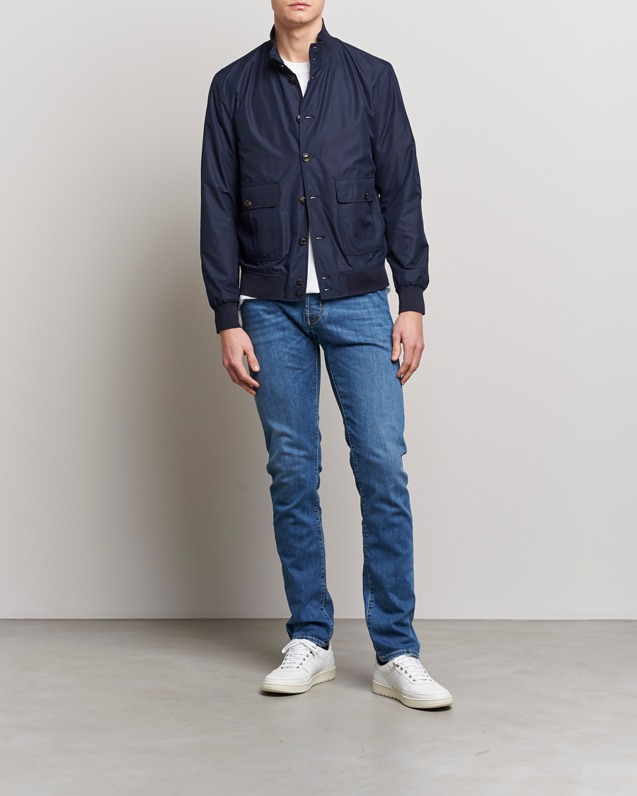 Homme | Jeans | Jacob Cohën | Bard Denim Linen Resort Stretch Jeans Mid Blue