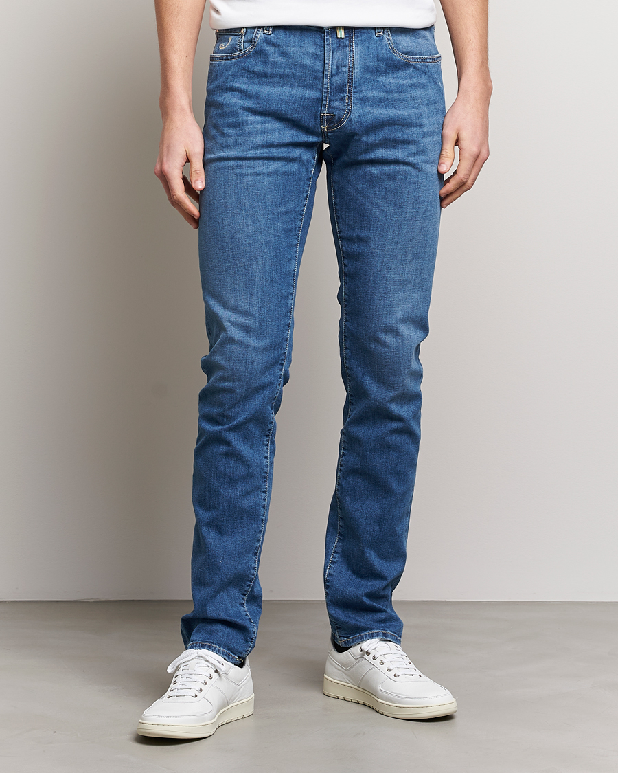 Homme | Jeans | Jacob Cohën | Bard Denim Linen Resort Stretch Jeans Mid Blue