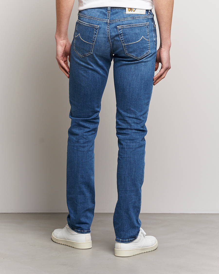 Homme | Jeans | Jacob Cohën | Bard Denim Linen Resort Stretch Jeans Mid Blue