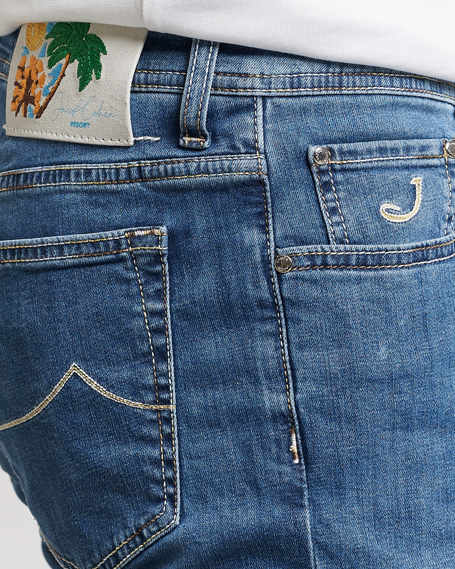 Homme | Jeans | Jacob Cohën | Bard Denim Linen Resort Stretch Jeans Mid Blue