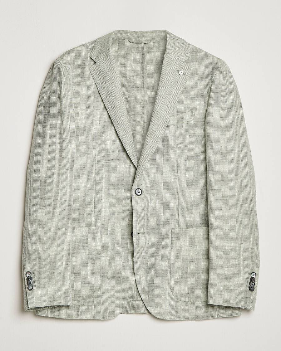 Homme | Blazers | L.B.M. 1911 | Jack Regular Fit Herringbone Linen Blazer Pistachio